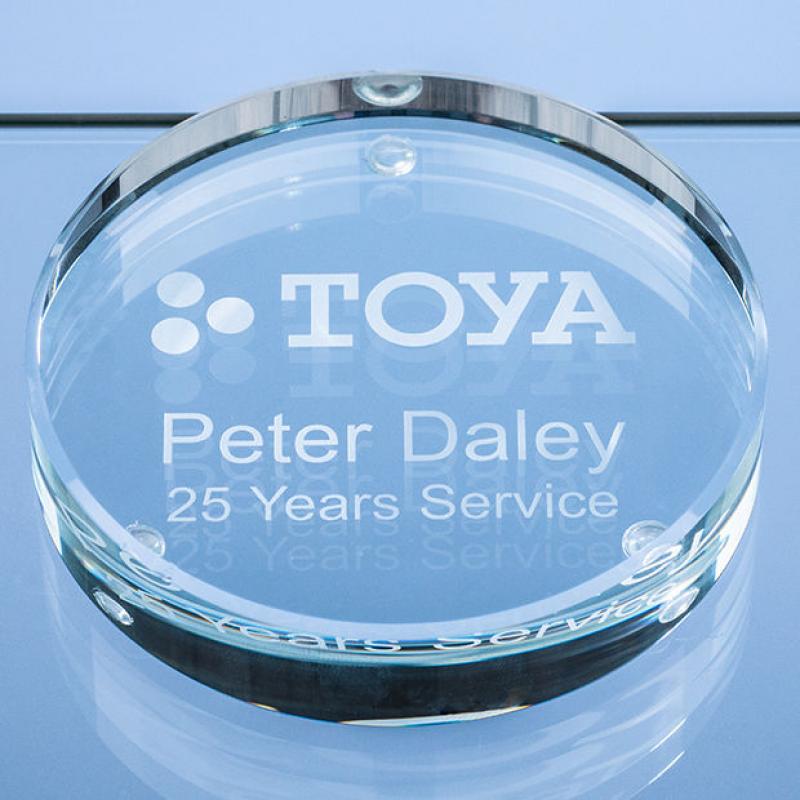 Image of 9cm x 18mm Clear Glass Round Paperweight